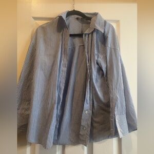 Zara women’s  Blue and White Striped Shirt